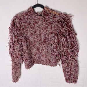 Vintage Gil Aimbez Static Avant Garde Handmade Burgundy Shaggy Sleeve Sweater S